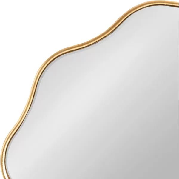 Kate and Laurel Viona Modern Scalloped Oval Mirror 24 x 34 Gold Decorative Round Wall Mirror with Unique Rippled Edge and a Glamorous Gold Finish