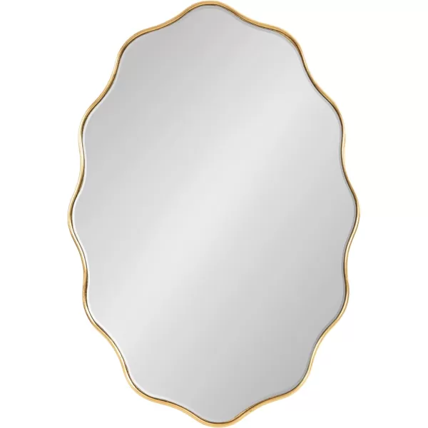 Kate and Laurel Viona Modern Scalloped Oval Mirror 24 x 34 Gold Decorative Round Wall Mirror with Unique Rippled Edge and a Glamorous Gold Finish