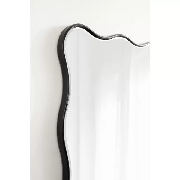 Kate and Laurel Viona Modern Scalloped Rectangle Mirror 24 x 36 Black Decorative Wavy Mirror with Unique Rippled Edge for Use as Bathroom Vanity Mirror
