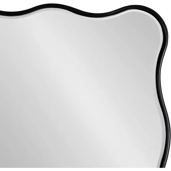 Kate and Laurel Viona Modern Scalloped Rectangle Mirror 24 x 36 Black Decorative Wavy Mirror with Unique Rippled Edge for Use as Bathroom Vanity Mirror