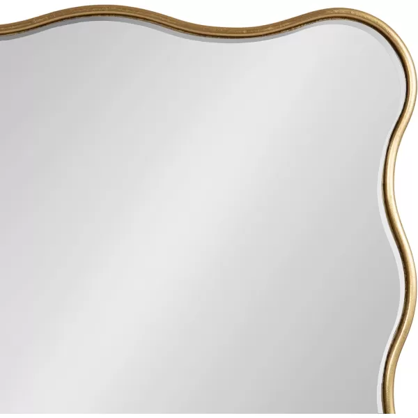 Kate and Laurel Viona Modern Scalloped Rectangle Mirror 24 x 36 Gold Decorative Wavy Mirror with Unique Rippled Edge and a Glamorous Gold Finish