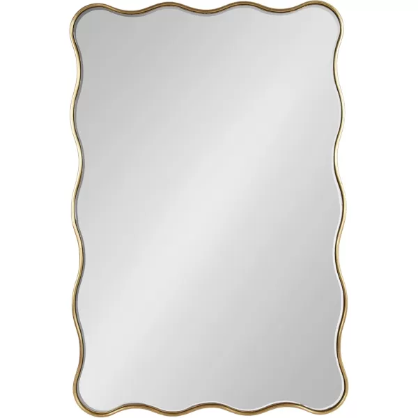 Kate and Laurel Viona Modern Scalloped Rectangle Mirror 24 x 36 Gold Decorative Wavy Mirror with Unique Rippled Edge and a Glamorous Gold Finish