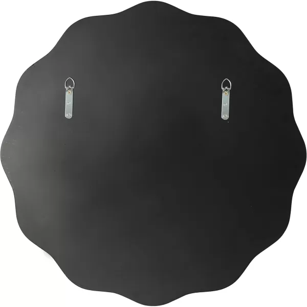 Kate and Laurel Viona Modern Scalloped Round Mirror 32 Inch Diameter Black Decorative Wavy Circle Mirror with Unique Rippled Edge for Use as Bathroom Vanity MirrorGold