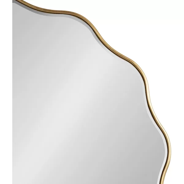 Kate and Laurel Viona Modern Scalloped Round Mirror 32 Inch Diameter Black Decorative Wavy Circle Mirror with Unique Rippled Edge for Use as Bathroom Vanity MirrorGold