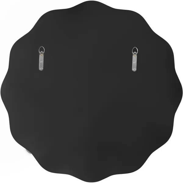 Kate and Laurel Viona Modern Scalloped Round Mirror 32 Inch Diameter Black Decorative Wavy Circle Mirror with Unique Rippled Edge for Use as Bathroom Vanity MirrorBlack