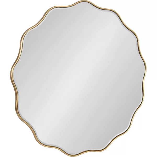 Kate and Laurel Viona Modern Scalloped Round Mirror 32 Inch Diameter Black Decorative Wavy Circle Mirror with Unique Rippled Edge for Use as Bathroom Vanity MirrorGold