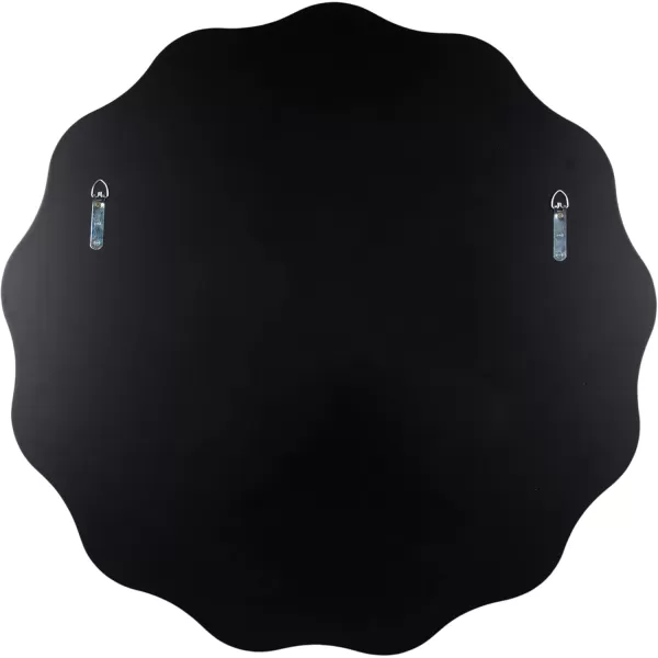 Kate and Laurel Viona Modern Scalloped Round Mirror 32 Inch Diameter Black Decorative Wavy Circle Mirror with Unique Rippled Edge for Use as Bathroom Vanity MirrorGold