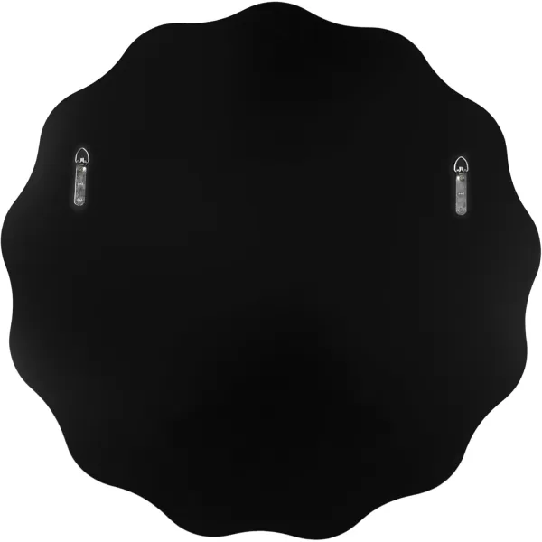 Kate and Laurel Viona Modern Scalloped Round Mirror 32 Inch Diameter Black Decorative Wavy Circle Mirror with Unique Rippled Edge for Use as Bathroom Vanity MirrorBlack