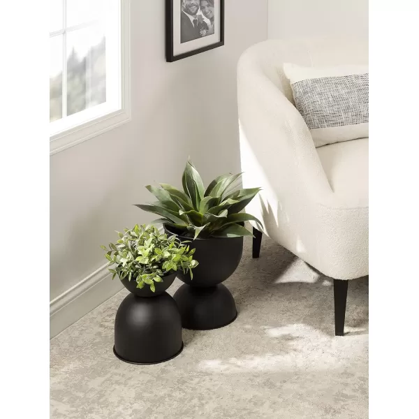 Kate and Laurel Volz Modern Indoor Planter Set of 2 Black Sophisticated Modern Home Decor for Storage and Display