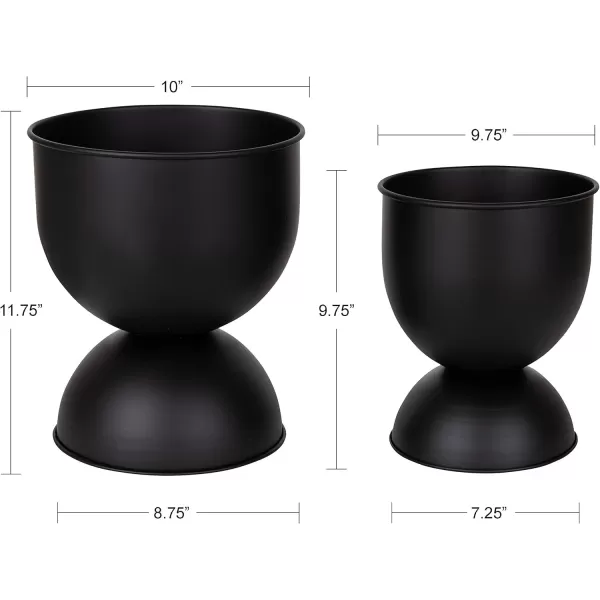 Kate and Laurel Volz Modern Indoor Planter Set of 2 Black Sophisticated Modern Home Decor for Storage and Display