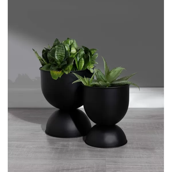Kate and Laurel Volz Modern Indoor Planter Set of 2 Black Sophisticated Modern Home Decor for Storage and Display