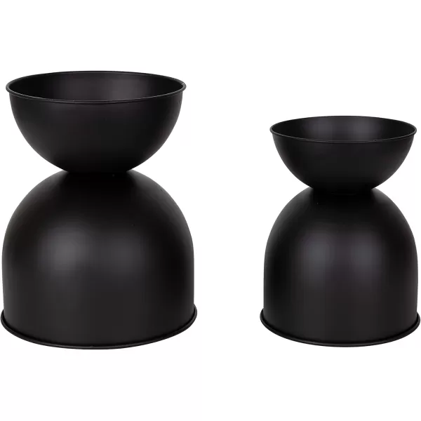 Kate and Laurel Volz Modern Indoor Planter Set of 2 Black Sophisticated Modern Home Decor for Storage and Display