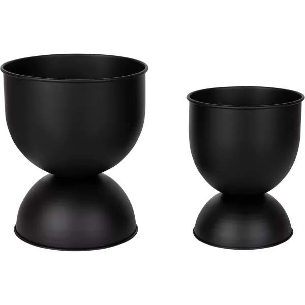 Kate and Laurel Volz Modern Indoor Planter Set of 2 Black Sophisticated Modern Home Decor for Storage and Display
