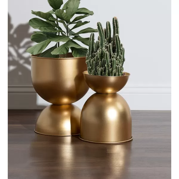 Kate and Laurel Volz Modern Indoor Planter Set of 2 Gold Sophisticated Modern Home Decor for Storage and DisplayGold