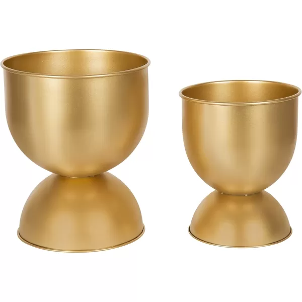 Kate and Laurel Volz Modern Indoor Planter Set of 2 Gold Sophisticated Modern Home Decor for Storage and DisplayGold