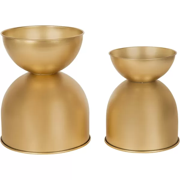 Kate and Laurel Volz Modern Indoor Planter Set of 2 Gold Sophisticated Modern Home Decor for Storage and DisplayGold