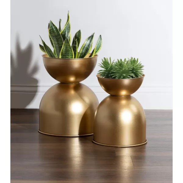 Kate and Laurel Volz Modern Indoor Planter Set of 2 Gold Sophisticated Modern Home Decor for Storage and DisplayGold