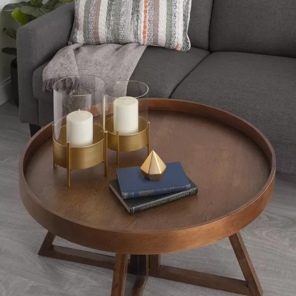 Kate and Laurel Wayde Modern Metal Glass Pillar Candle Holders Set of 2 Gold Decorative Candle Stands for Centerpieces or Living Room DecorationsGold