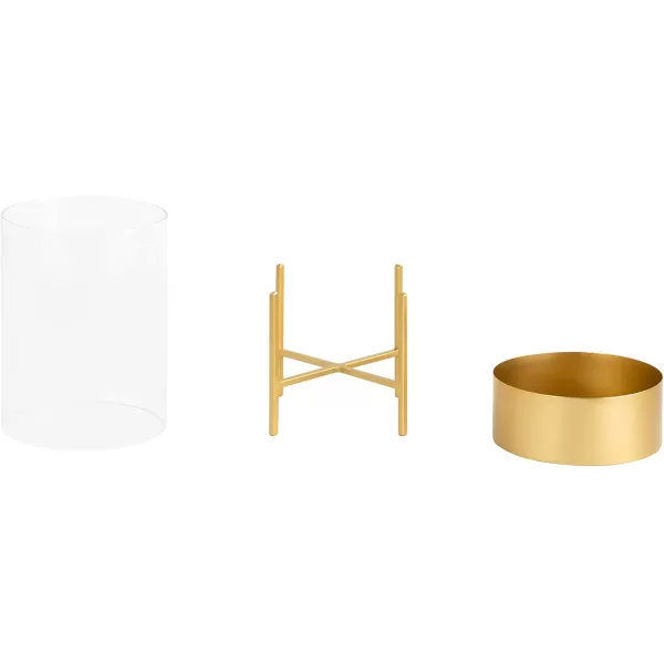 Kate and Laurel Wayde Modern Metal Glass Pillar Candle Holders Set of 2 Gold Decorative Candle Stands for Centerpieces or Living Room DecorationsGold