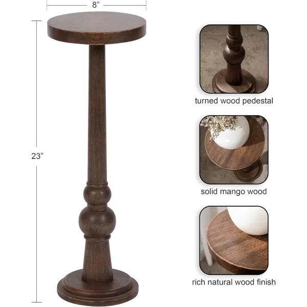 Kate and Laurel Wegner Traditional Wooden Round Drink Table 8 x 23 Black Elegant and Durable Pedestal Table for Use as Small Drink Table Plant Stand or Decorative Item DisplayNatural