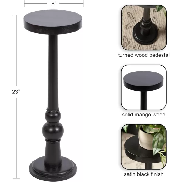 Kate and Laurel Wegner Traditional Wooden Round Drink Table 8 x 23 Black Elegant and Durable Pedestal Table for Use as Small Drink Table Plant Stand or Decorative Item DisplayBlack