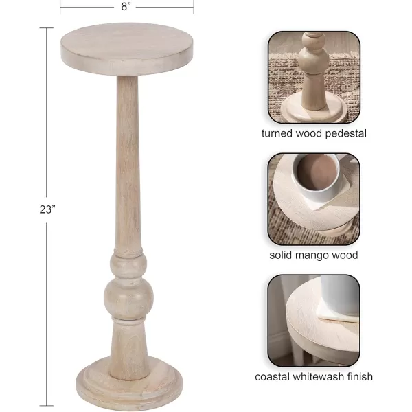 Kate and Laurel Wegner Traditional Wooden Round Drink Table 8 x 23 Black Elegant and Durable Pedestal Table for Use as Small Drink Table Plant Stand or Decorative Item DisplayWhite
