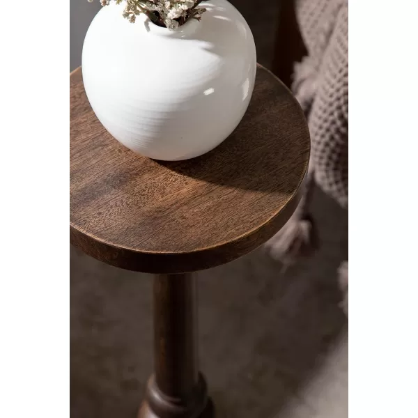 Kate and Laurel Wegner Traditional Wooden Round Drink Table 8 x 23 Black Elegant and Durable Pedestal Table for Use as Small Drink Table Plant Stand or Decorative Item DisplayNatural