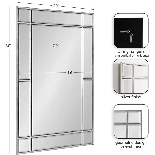 Kate and Laurel Westgate Transitional Wall Mirror 20 x 30 Bronze Sophisticated Rectangle Mirror for Wall DecorSilver