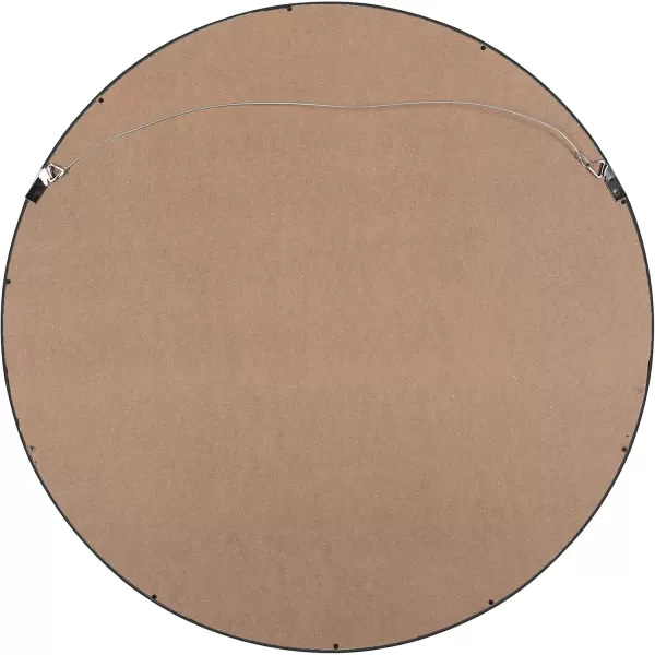 Kate and Laurel Wheeler Graduated Wood Framed Round Mirror 24 inch Diameter Black Chic Modern Wall Accent with ShelfBlack