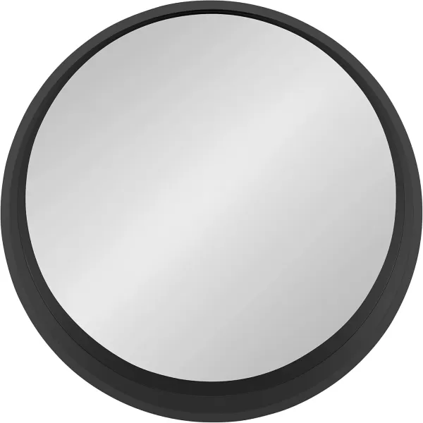Kate and Laurel Wheeler Graduated Wood Framed Round Mirror 24 inch Diameter Black Chic Modern Wall Accent with ShelfBlack