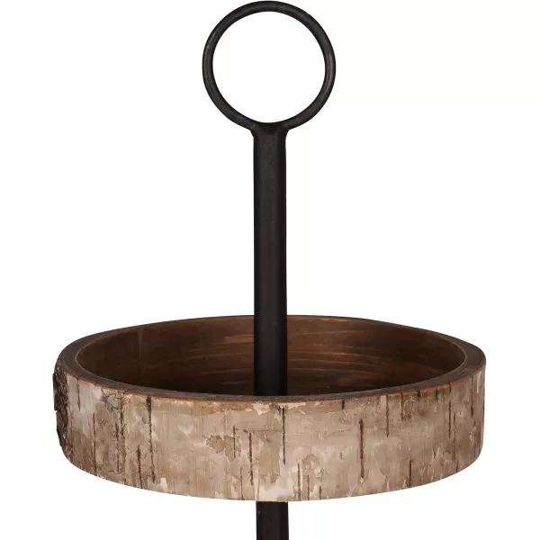 Kate and Laurel White Birch 3Tiered Decorative Modern Farmhouse Wooden Tray with Black Metal Carrying Handle in Rustic Brown