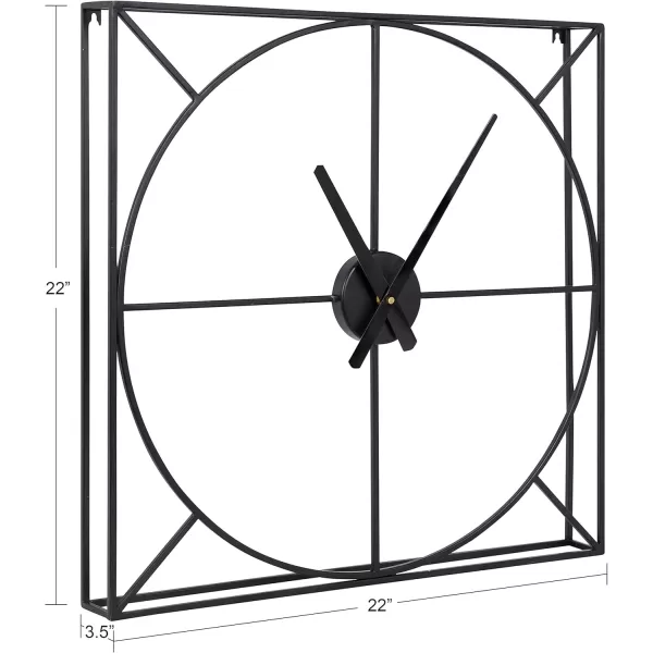 Kate and Laurel Willet Modern Wall Clock 22 x 22 Black Decorative Minimalist Battery Operated Wall Clock with Numberless Design for Contemporary Home Decor