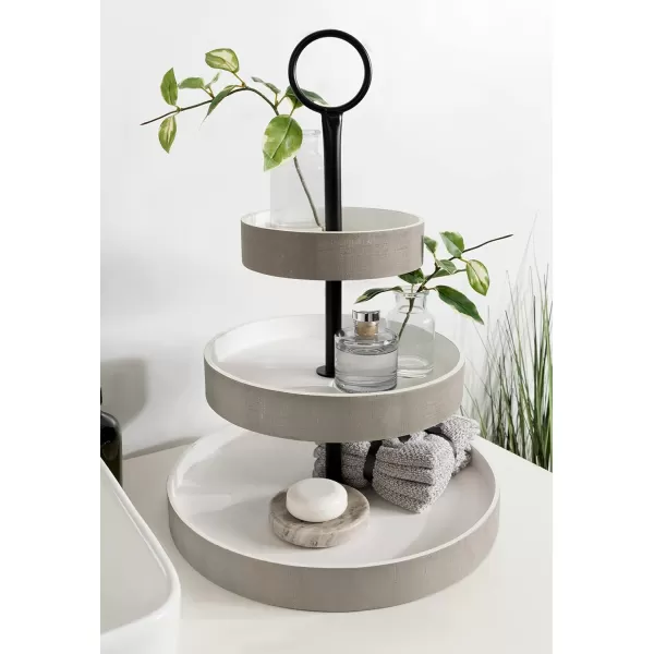Kate and Laurel Woodmont 3 Tiered Wood Tray Rustic BrownGrayWhite
