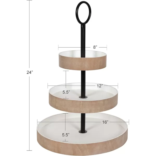 Kate and Laurel Woodmont 3 Tiered Wood Tray Rustic BrownRustic BrownWhite