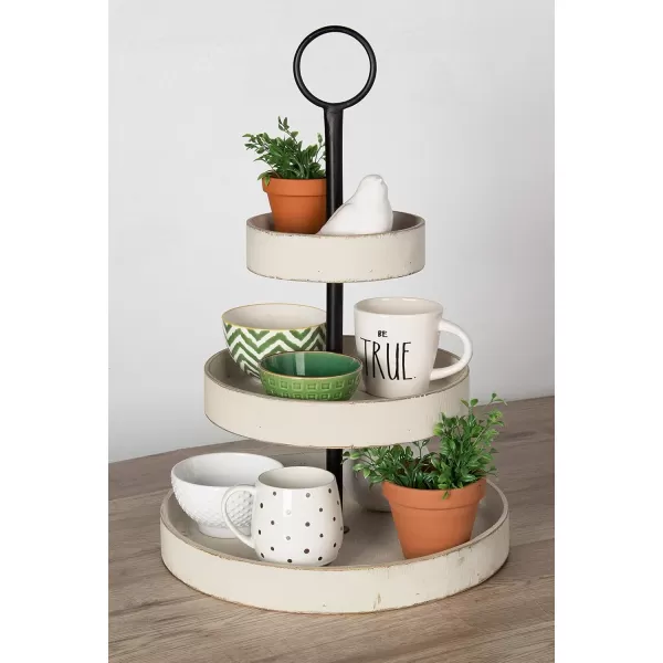 Kate and Laurel Woodmont 3 Tiered Wood Tray Rustic BrownWhite