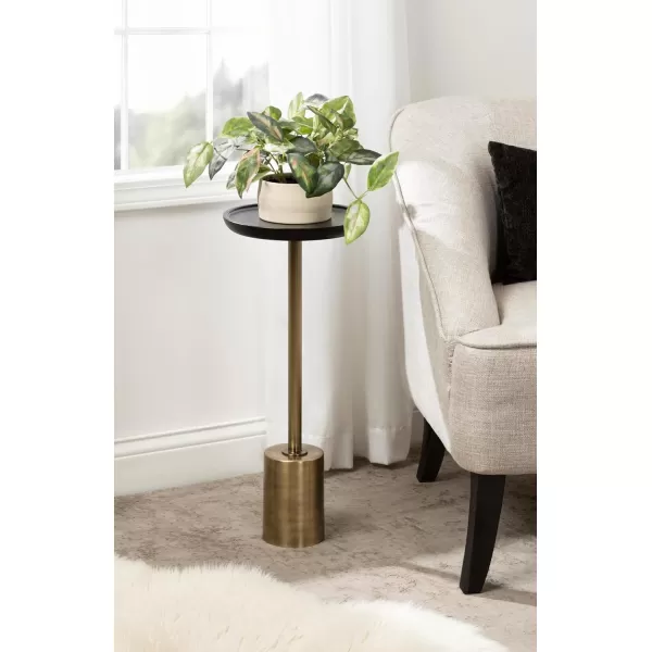 Kate and Laurel Xyler Transitional Round Wood and Metal Drink Table for Use as Plant Pedestal Stand or Living Room Accent 10x10x24 GoldBlackGoldBlack