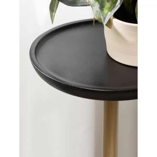 Kate and Laurel Xyler Transitional Round Wood and Metal Drink Table for Use as Plant Pedestal Stand or Living Room Accent 10x10x24 GoldBlackGoldBlack