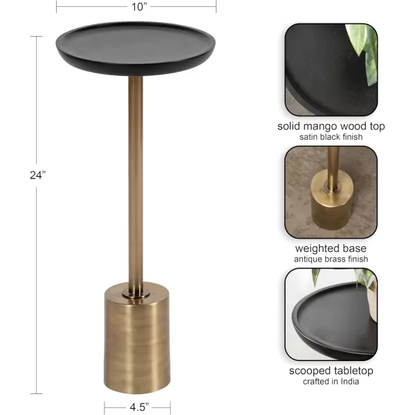 Kate and Laurel Xyler Transitional Round Wood and Metal Drink Table for Use as Plant Pedestal Stand or Living Room Accent 10x10x24 GoldBlackGoldBlack
