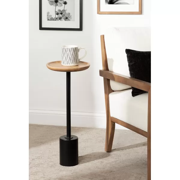 Kate and Laurel Xyler Transitional Round Wood and Metal Drink Table for Use as Plant Pedestal Stand or Living Room Accent 10x10x24 GoldBlackNaturalBlack
