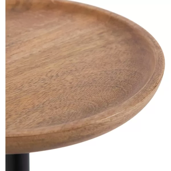 Kate and Laurel Xyler Transitional Round Wood and Metal Drink Table for Use as Plant Pedestal Stand or Living Room Accent 10x10x24 GoldBlackNaturalBlack