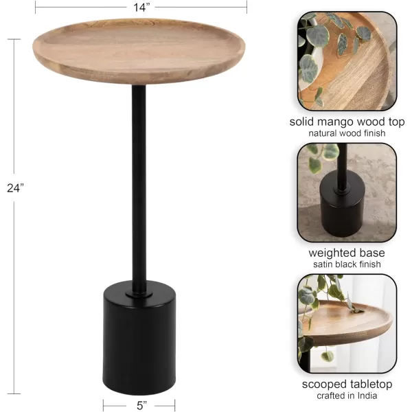 Kate and Laurel Xyler Transitional Round Wood and Metal Side Table for Use as Plant Pedestal Stand or Bedroom Nightstand 14x14x24 NaturalBlackNaturalBlack