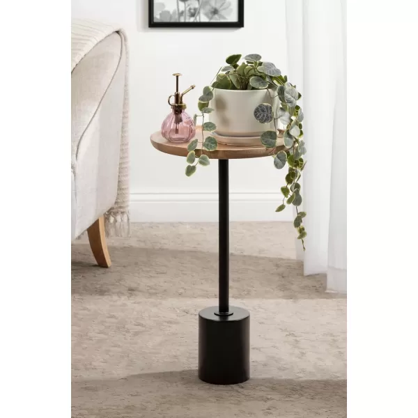 Kate and Laurel Xyler Transitional Round Wood and Metal Side Table for Use as Plant Pedestal Stand or Bedroom Nightstand 14x14x24 NaturalBlackNaturalBlack