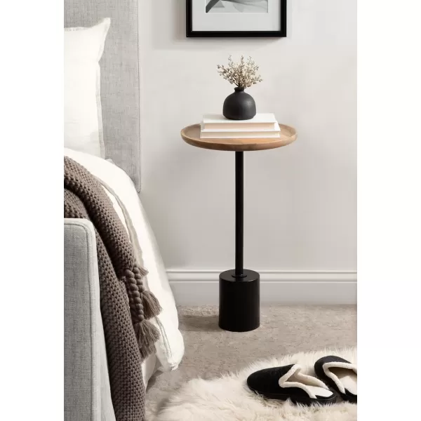 Kate and Laurel Xyler Transitional Round Wood and Metal Side Table for Use as Plant Pedestal Stand or Bedroom Nightstand 14x14x24 NaturalBlackNaturalBlack