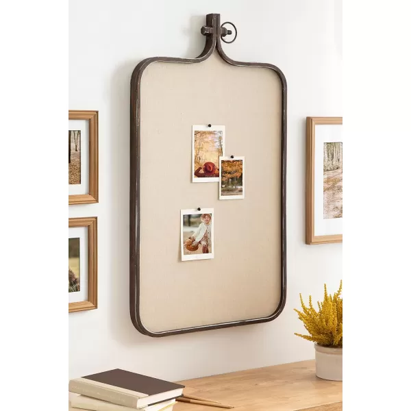 Kate and Laurel Yitro Modern Farmhouse Metal Rectangle Decorative Pinboard 20 x 35 Rustic Bronze Industrial Rectangular Bulletin Board with Unique Ornamental Crown