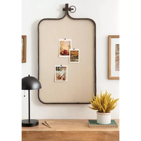 Kate and Laurel Yitro Modern Farmhouse Metal Rectangle Decorative Pinboard 20 x 35 Rustic Bronze Industrial Rectangular Bulletin Board with Unique Ornamental Crown