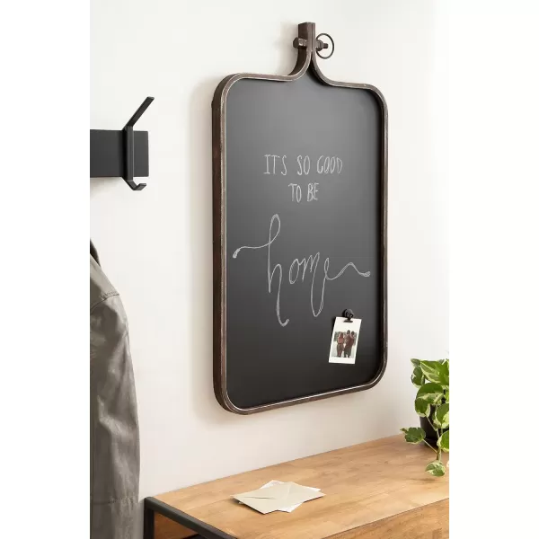 Kate and Laurel Yitro Modern Farmhouse Rectangle Magnetic Chalkboard 20 x 35 Rustic Brown Industrial Rectangular Chalkboard with Unique Ornamental Crown