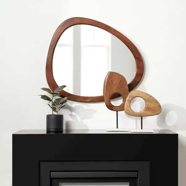 Kate and Laurel Yoakes Modern Geometric Sculptures for Living Room Shelf Decor 2 Piece Natural and Black