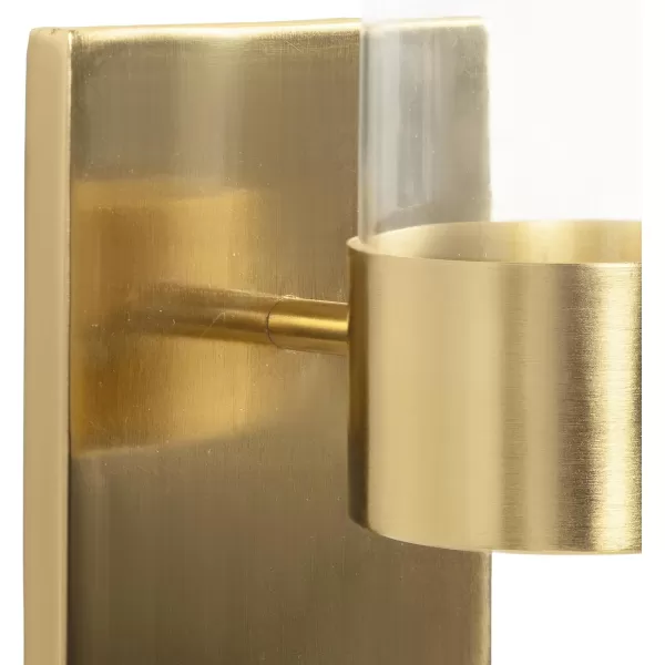Kate and Laurel Zabler Modern Metal Wall Sconce 5 x 6 x 10 Gold Round Candle Holder with Removable Glass Cylinder for Flameless Candle Display in Bedroom or Bathroom