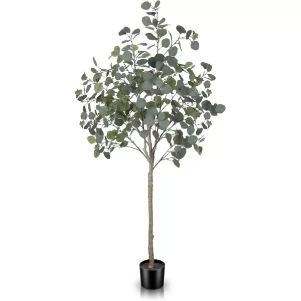 6ft Artificial Eucalyptus Tree in Plastic Nursery Pot Tall Faux Eucalyptus Stems Fake Plants with 846 Silver Dollar Leaves Artificial Trees for Office House Living Room Home Decor Indoor5ft