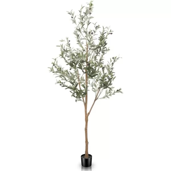 6ft Artificial Olive Tree Tall Fake Potted Olive Silk Tree with Planter Large Faux Olive Branches and Fruits Artificial Tree for Office House Living Room Home Decor6ft